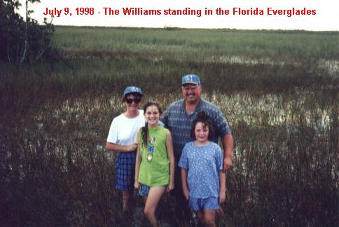 Standing in the Everglades.jpg - 1998 - Everglades, FL - Cathy, Gretchen, Marty & Stephanie knee deep in the Everglades